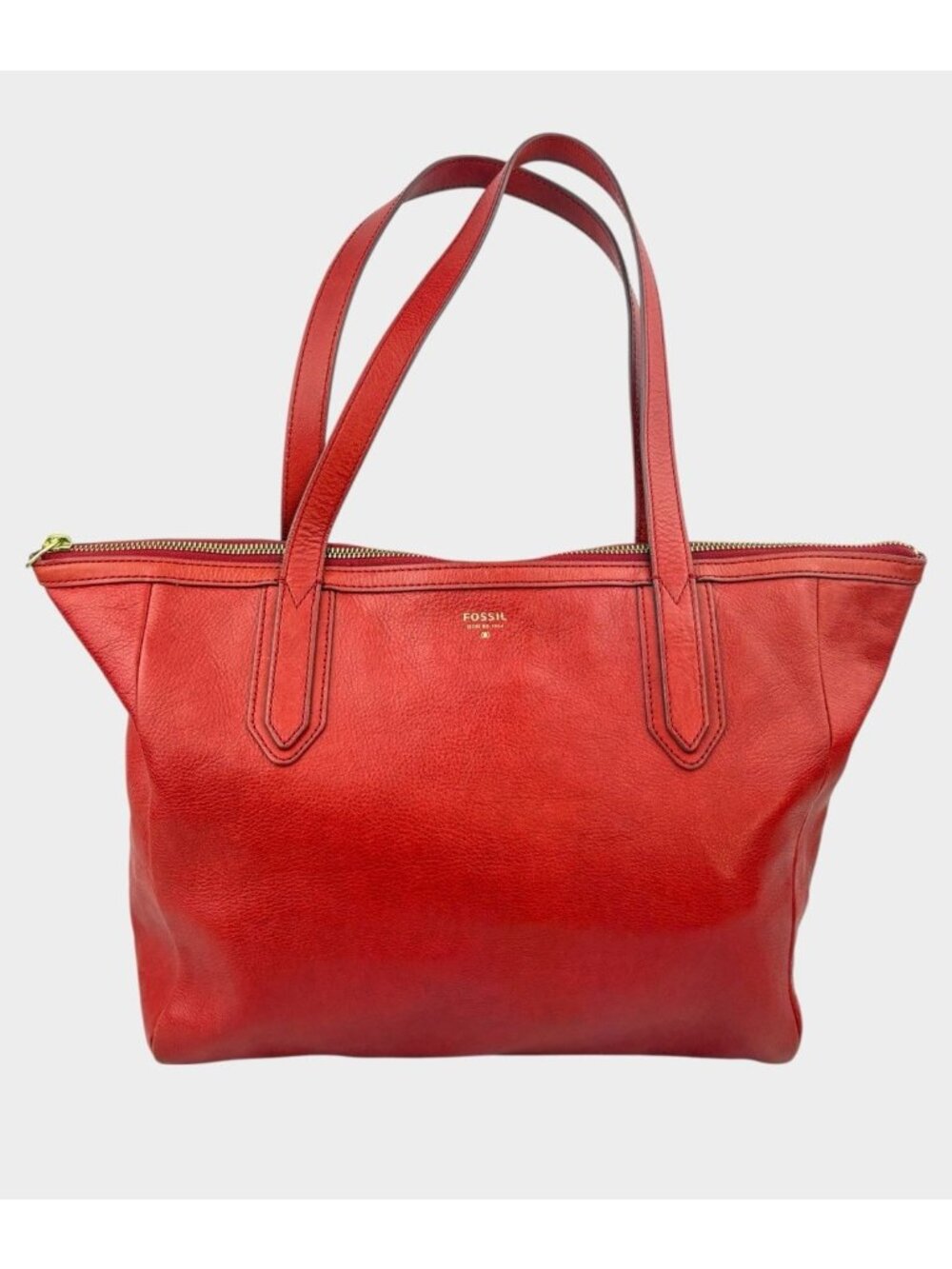 -Fossil Sydney Tote Purse Red Pebbled Leather Lg Handbag Purse Shopper Classic